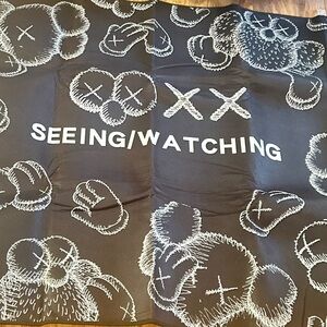 Seeing/Watching Graphic non slip Rug - Black with White Sketch Print